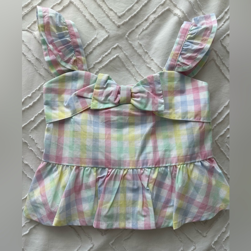 Janie and Jack Multicolor Plaid Blouse with Bow